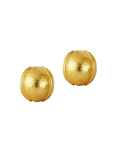 Elizabeth Locke 19k Yellow Gold Puff Stud Earrings