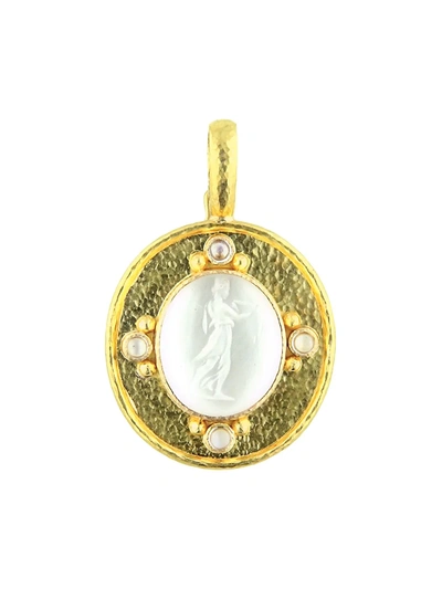 Elizabeth Locke Women's Venetian Glass Intaglio 19k Yellow Gold & Moonstone Cabochon Temple Dancer Pendant