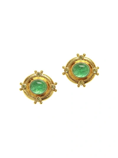 Elizabeth Locke Women's Venetian Glass Intaglio 19k Yellow Gold & Peridot Nile 'cab Quadriga' Earrings
