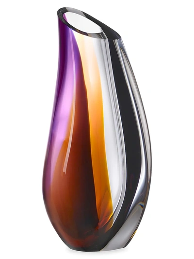 Kosta Boda Orchid Vase In Amber/purple