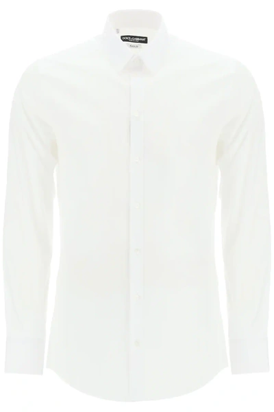 Dolce & Gabbana Martini Fit Shirt In Jacquard Cotton In White
