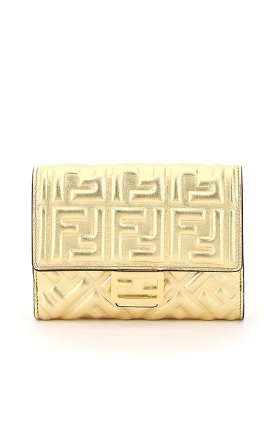 Fendi Baguette Medium Wallet Mirror In Gold