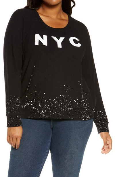 Chaser Nyc Paint Splatter Sweatshirt In True Black