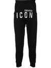 Dsquared2 Cropped Icon-print Track Pants In Black