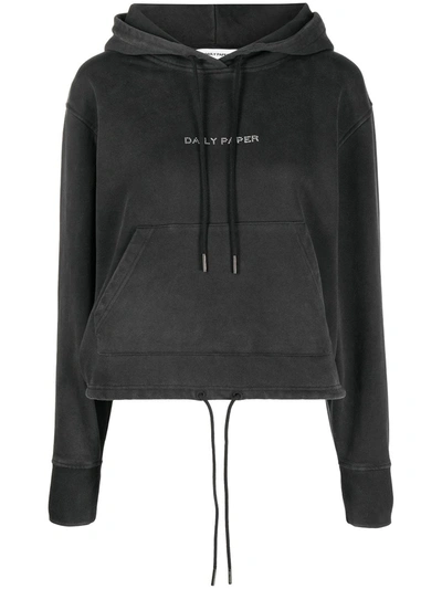 Daily Paper Holowa Cropped Hoodie In Black