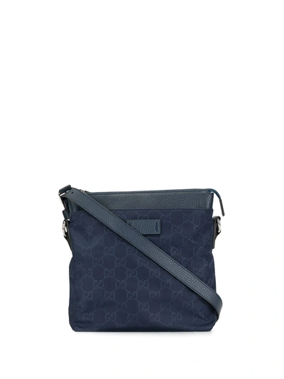 Pre-owned Gucci Gg 图案斜挎包 In Blue