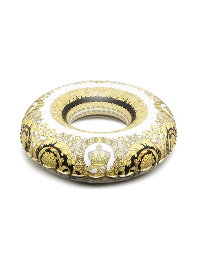 Versace Baroque Print Inflatable Ring In Yellow