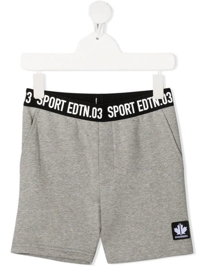 Dsquared2 Kids' Logo-patch Track Shorts In Grey