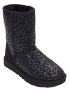 Ugg Classic Short Snow Leopard Boots In Black