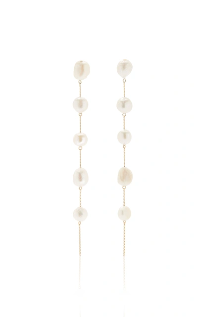 Cult Gaia Atum Brass And Pearl Earrings In White