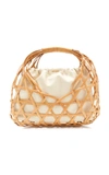 CULT GAIA AVIVA RATTAN AND LEATHER TOTE