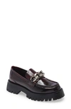 Jeffrey Campbell Women's Recess Lug Sole Chain Loafers In Wine Brush Off-silver