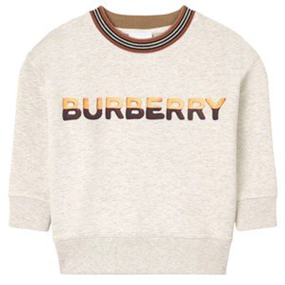 Burberry Kids' White Melange Confectionery Logo Print Sweatshirt In Grigio