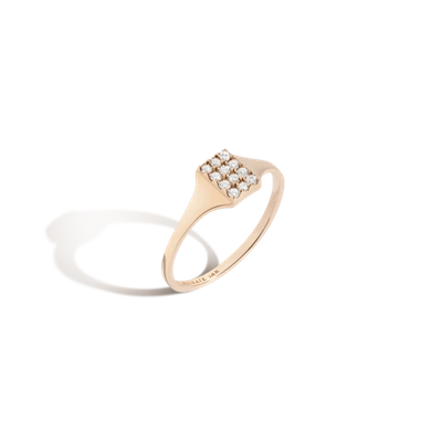 Aurate Diamond Signet Ring In Gold/ White