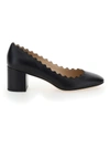 Chloé Lauren Scalloped Snake-effect Leather Pumps In Black