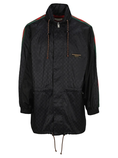 Gucci Gg Jacquard Nylon Jacket In Black