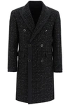 AMIRI DOUBLE-BREASTED BOUCLE COAT WITH LAME,W0M04336BO BLK