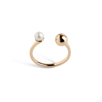 Aurate Asymmetric Pearl Ring In Gold/ Pink