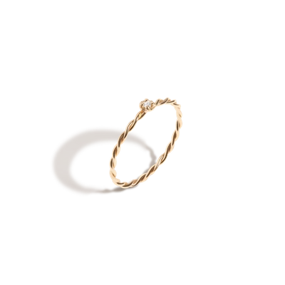 Aurate Mini Stackable Twist Diamond Ring In Gold/ White