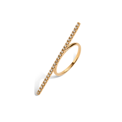 Aurate Diamond Bar Ring With White Diamonds In Gold/ White