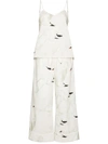 DESMOND & DEMPSEY CYGNUS SWAN-PRINT TWO-PIECE PYJAMAS