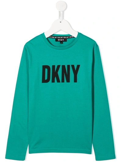 Dkny Kids' Logo Print Sweatshirt In Green
