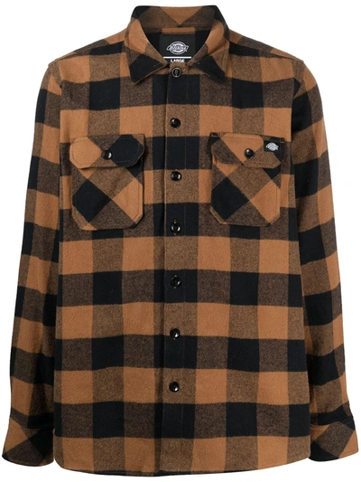 Dickies Construct Check Flannel Shirt In Brown
