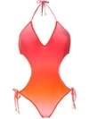 Amir Slama Crocheted Tie-dye One Piece In Orange