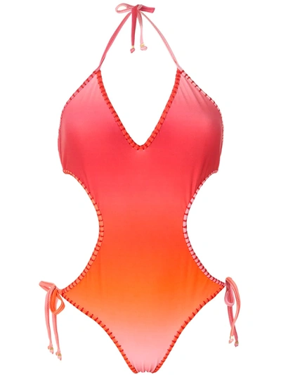 Amir Slama Crocheted Tie-dye One Piece In Orange