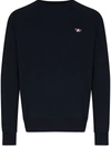 Maison Kitsuné Navy-blue Flag Fox-patch Crew-neck Sweatshirt