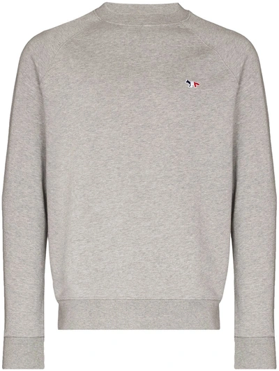 Maison Kitsuné Embroidered Logo Sweatshirt In Grey