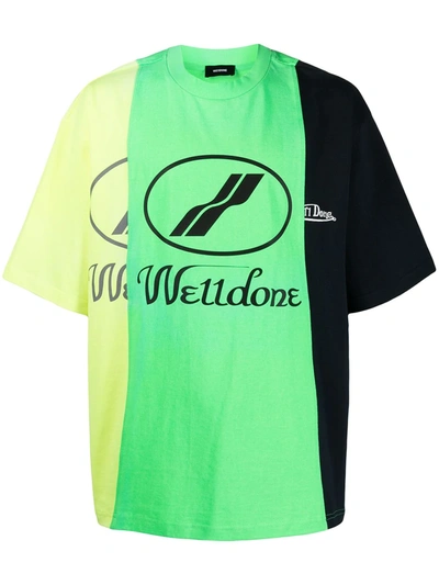 We11 Done Colour Block T-shirt In Green