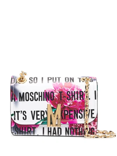 Moschino M Slogan-print Shoulder Bag In White