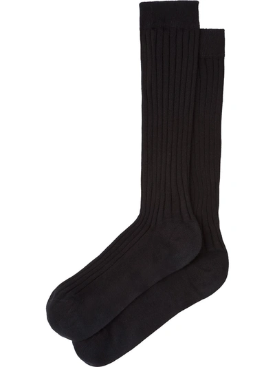 Miu Miu Ribbed-knit Mid-calf Socks In Black