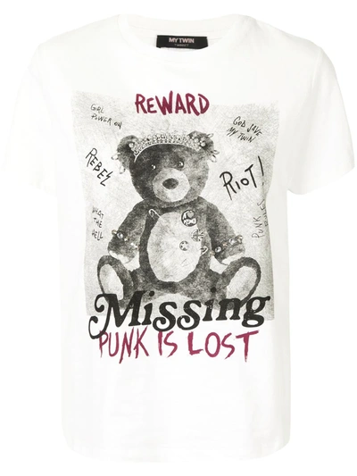 Twinset Punk Is Lost Print Crew Neck T-shirt In White
