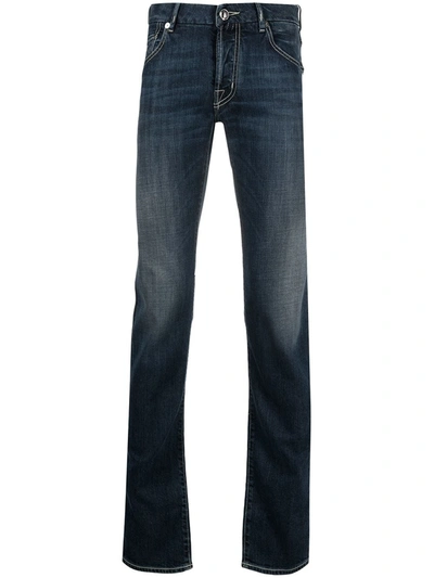 Jacob Cohen Stonewashed Straight-leg Jeans In Blue