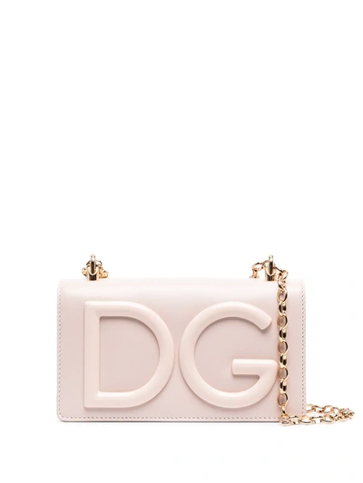 Dolce & Gabbana Dg Girls Crossbody Bag In Leather With Logo In Pink