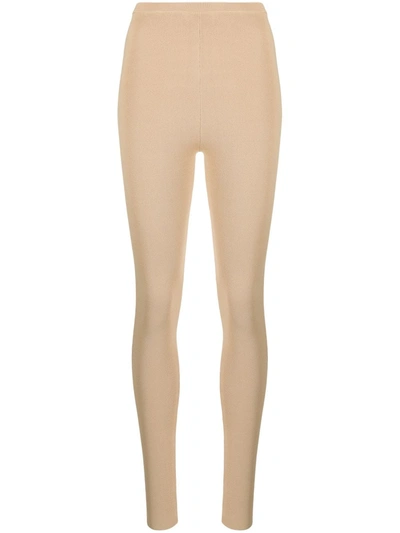 Totême High-rise Knitted Leggings In Neutrals