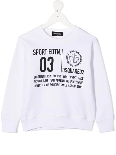 Dsquared2 Teen Slogan Print Sweatshirt In Bianco