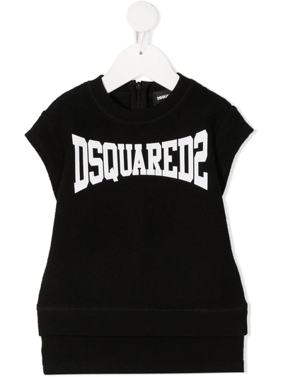 Dsquared2 Babies' Logo-print Short-sleeve Dress In Black