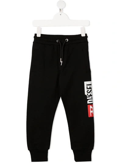 Diesel Kids' Logo Drawstring Track Trousers In Black