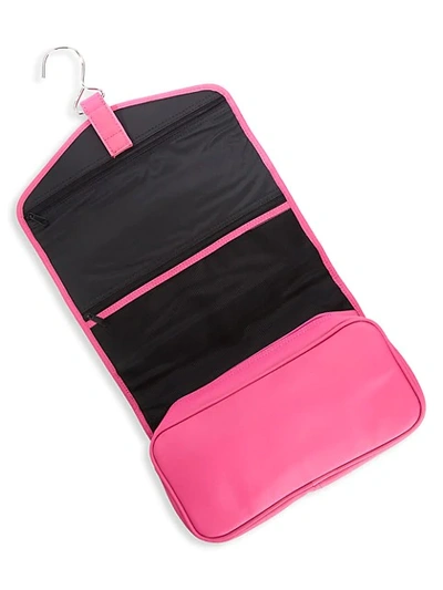 Royce New York Hanging Leather Makeup Case In Bright Pink