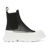 ALEXANDER MCQUEEN BLACK & WHITE TREAD SLICK CHELSEA BOOTS