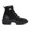 Moncler Helis Logo-print Leather-trimmed Suede Ankle Boots In Black