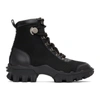 Moncler Helis Logo-print Leather-trimmed Suede Ankle Boots In 999 Black
