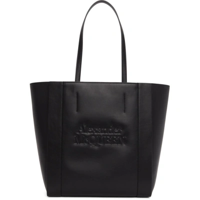 Alexander Mcqueen Signature Shopper Leather Tote Bag In Black