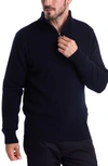 Barbour Nelson Wool Quarter Zip Sweater In Navy