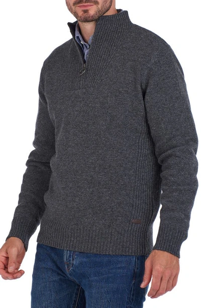 Barbour Men's Nelson Essential Wool Quarter Zip Sweater In Storm Grey