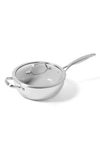 GREENPAN VENICE PRO 3 1/2-QUART MULTILAYER STAINLESS STEEL CERAMIC NONSTICK CHEF'S PAN WITH GLASS LID,CC000015-001