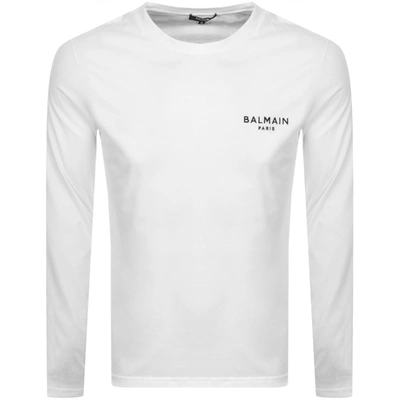 Balmain Logo Ls T Shirt White